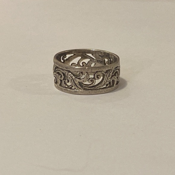 Sterling Silver Filigree Vine Leaf Band Ring Stamped 925 - Vintage. - Picture 12 of 12